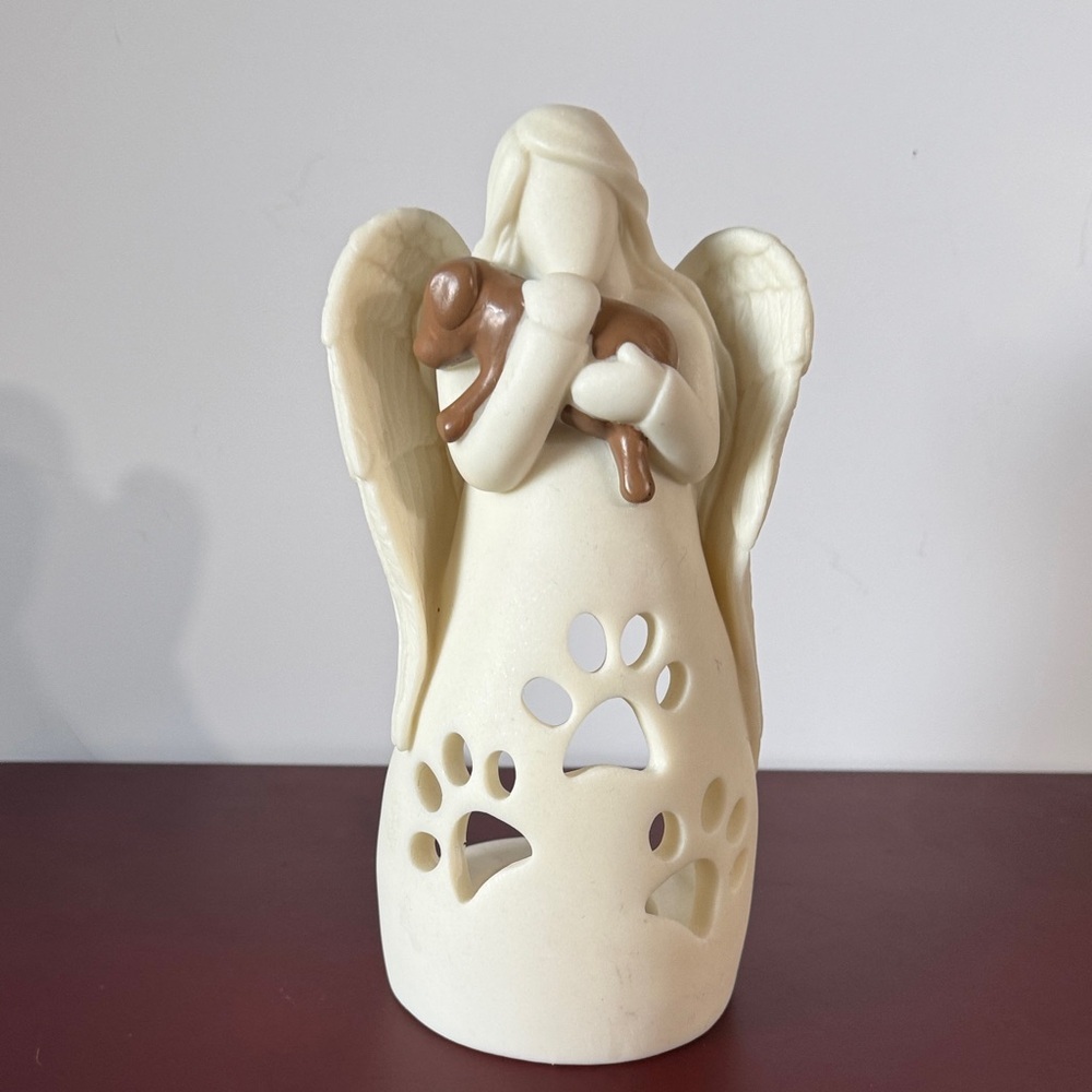 OakiWay-Dog Memorial Angel Tea Light Candle Holder Statue Bereavement Pet